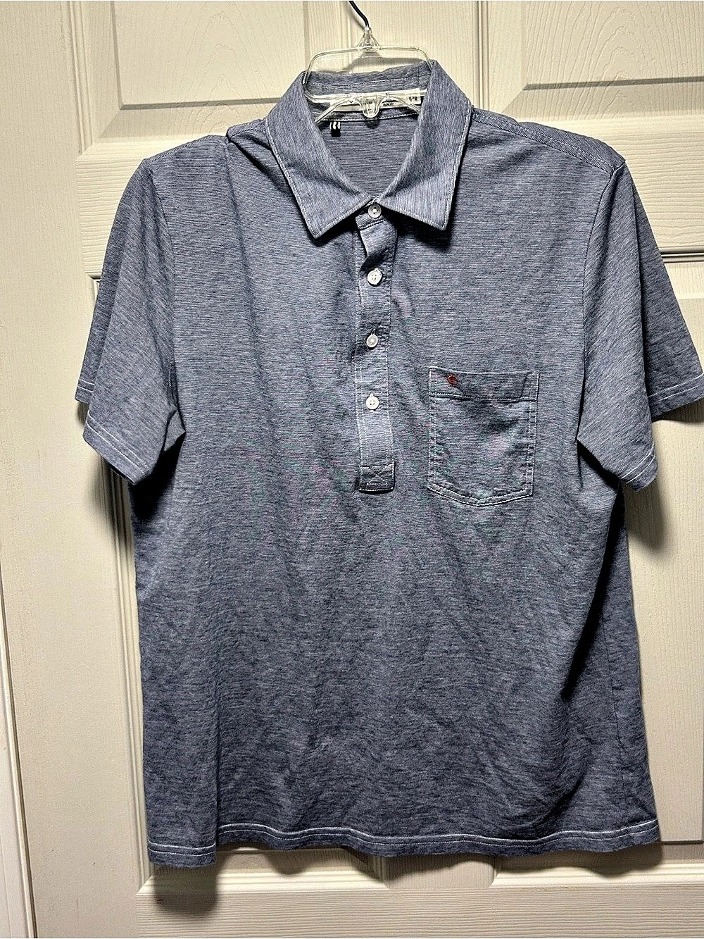 Criquet Polo Shirt Mens Medium Navy Gray Pima Cotton Pocket Golf Casual